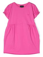 Emporio Armani Kids robe froncée à broderies - Rose