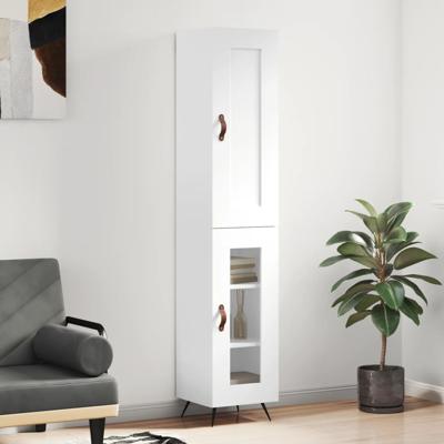 Hoge kast 34,5x34x180 cm bewerkt hout wit