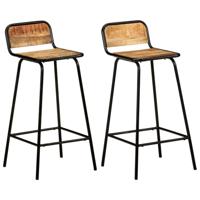 Barstoelen 2 st massief mangohout