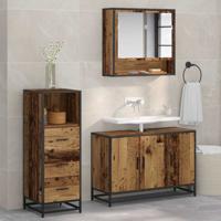 Badkamermeubelset 3 pcs Oud hout 90 x 33 x 60 cm Bewerkt hout
