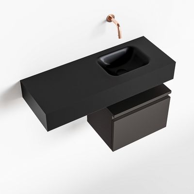 Toiletmeubel Mondiaz Andor | 80 cm | Meubelkleur Dark grey | Lex vrijhangend wastafel Urban Rechts | Zonder kraangat