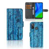 Huawei P Smart 2020 Book Style Case Wood Blue - thumbnail