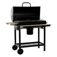 Houtskoolbarbecue met Deksel en Wielen DKD Home Decor Zwart Natuurlijk Hout Metaal Staal 108 x 71 x 103 cm