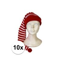 10x stuks slaapmutsen rood en wit