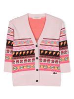 Philosophy Di Lorenzo Serafini Kids cardigan en maille Fair isle à col v - Rose