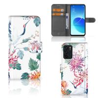 OPPO Reno6 5G | Telefoonhoesje | Met pasjeshouder | Bird Flowers