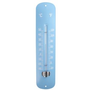 Esschert design thermometer - voor binnen en buiten - lichtblauw - 30 x 7 cm - Celsius/fahrenheit   -