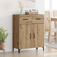 Dressoir artisanaal eikenkleurig 34 x 69,5 x 90 cm Bewerkt hout