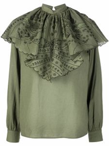 ETRO blouse froncée à fleurs brodées - Vert