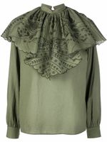 ETRO blouse froncée à fleurs brodées - Vert - thumbnail