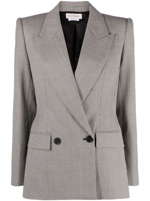 Alexander McQueen blazer croisé à motif pied-de-poule - Noir