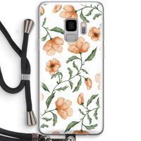 Peachy flowers: Samsung Galaxy S9 Transparant Hoesje met koord