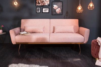 Retro slaapbank BELLEZZA 210cm oudroze 3-zitsbank incl. kussens - 39913