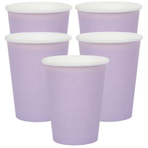 30x Stuks feest/verjaardag bekertjes karton - lila paars - 270 ml