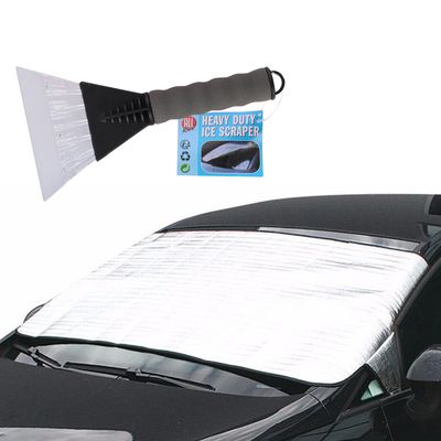 Auto anti bevriezing/vorst deken 85 x 180 cm met ijskrabber zwart 13cm