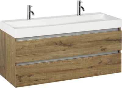 Ben Limara badmeubel incl. wastafel met 2 kraangaten 120x45x59cm sherwood - aluminium greeplijst