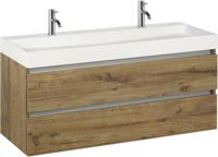 Ben Limara badmeubel incl. wastafel met 2 kraangaten 120x45x59cm sherwood - aluminium greeplijst