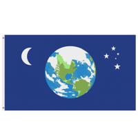 Wereldbol vlag met maan en sterren - 150 x 90 cm - zuinig op de aarde Wereldbol vlag met maan en sterren - 150 x 90 cm - zuinig op de aarde