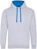 Just JH003 Varsity Hoodie - Heather Grey/Sapphire Blue - M