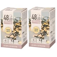 Kerstverlichting - 2x - op batterij - warm - wit - 48 lampjes - 4 meter