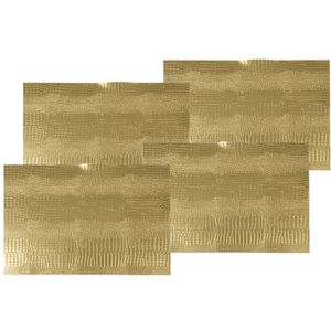 4x stuks rechthoekige placemats goud glitter 30 x 45 cm van kunststof