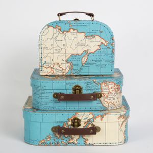 Koffertje met vintage wereldkaart - middel | Sass & Belle