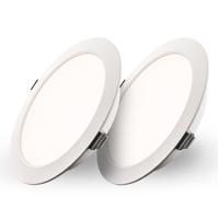 Set van 2 Georgia LED platte Inbouwspots wit - 9W 820lm - Rond - 4000K Neutraal Wit - Ø145 mm - IP20 voor binnen - Inbouwdiepte 25mm