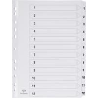 Pergamy tabbladen met indexblad, ft A4, 11-gaatsperforatie, karton, set 1-12