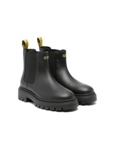 Off-White Kids bottines en cuir à logo brodé - Noir