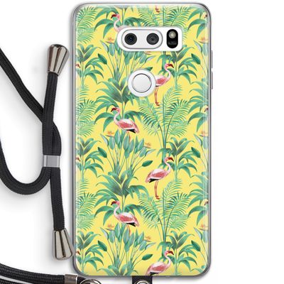 Flamingo party: LG V30 Transparant Hoesje met koord