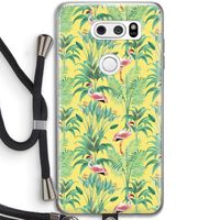 Flamingo party: LG V30 Transparant Hoesje met koord