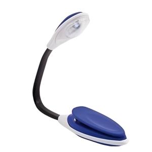 LED leeslampje met klem - 3x - buigbaar - op batterijen - blauw - boeken lezen - 25 cm