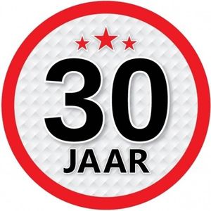 10x 30 Jaar leeftijd stickers rond verjaardag versiering - Feeststickers