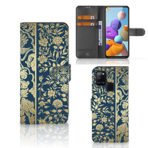 Samsung Galaxy A21s Hoesje Beige Flowers