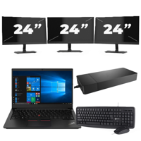 Lenovo ThinkPad E14 Gen 3 - AMD Ryzen 3 5300U - 14 inch - 16GB RAM - 256GB SSD - Windows 11 Home + 3x 24 inch Monitor