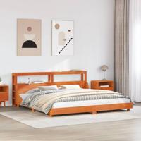 Bedframe zonder matras massief grenenhout wasbruin 200x200 cm