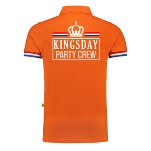 Luxe Kingsday party crew poloshirt oranje 200 grams voor heren