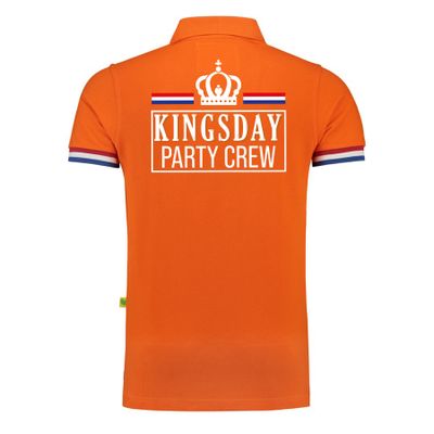 Luxe Kingsday party crew poloshirt oranje 200 grams voor heren