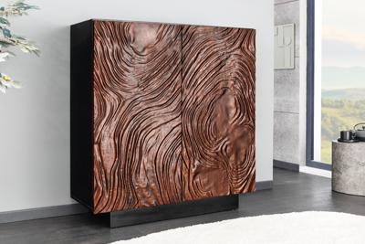 Massief highboard FLUID 110 cm walnootbruin acaciahout uitgebreid 3D-ontwerp - 45601