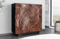 Massief highboard FLUID 110 cm walnootbruin acaciahout uitgebreid 3D-ontwerp - 45601