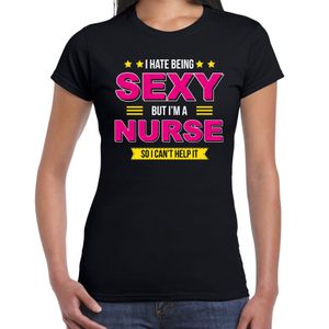Hate being sexy but Im a nurse / Haat sexy zijn maar ben verpleegster cadeau t-shirt zwart voor dame 2XL  -