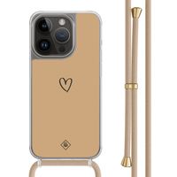 iPhone 13 Pro hoesje met beige koord - Hart bruin iPhone 13 Pro hoesje met beige koord - Hart bruin