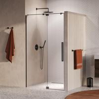 BRAUER Stellar Nisdeur - 2-delig - 100x200cm - draaideur - glascoating - omkeerbaar - helder glas - geborsteld gunmetal PVD GS-SRN1H100200GM