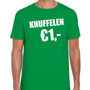 Fun t-shirt knuffelen 1 euro groen voor heren