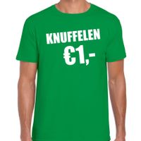 Fun t-shirt knuffelen 1 euro groen voor heren - thumbnail