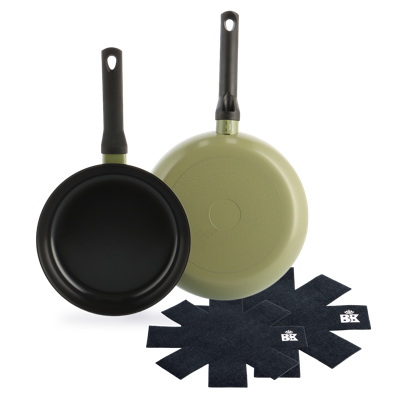 Enjoy koekenpannenset Olive Green 2-delig + Panbeschermers