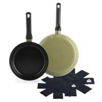 Enjoy koekenpannenset Olive Green 2-delig + Panbeschermers