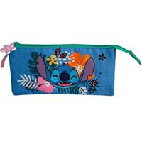 Pennenetui met 3 vakken Stitch Tropical Multicolour 8 x 22 x 8 cm
