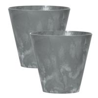 Bloempot/plantenpot voor buiten - Set van 4x stuks - kunststof - steengrijs - D40 x H37 cm - 28 lite