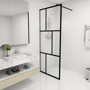 VidaXL Inloopdouchewand 80x195 cm gehard glas zwart